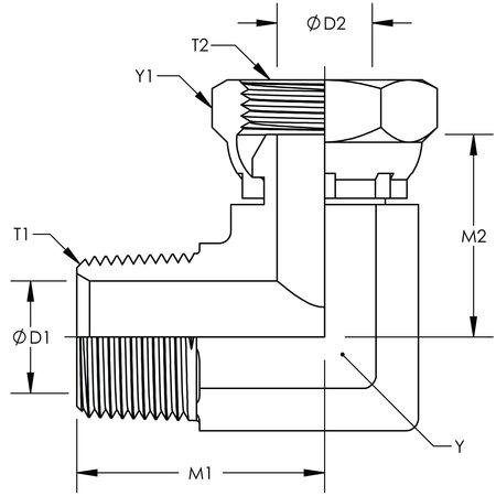 WORLD WIDE FITTINGS Male Pipe To Female Pipe Swivel 90° Stainless Steel 1501X16X16SS